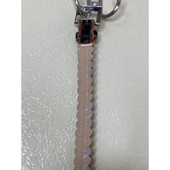 Betsey Johnson Black Brown Skinny Floral Belt Scallop Trim Size Large L - Picture 10 of 12